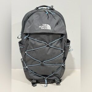 The North Face Borealis Backpack Gray Blue Bungee Cord Laptop School Travel